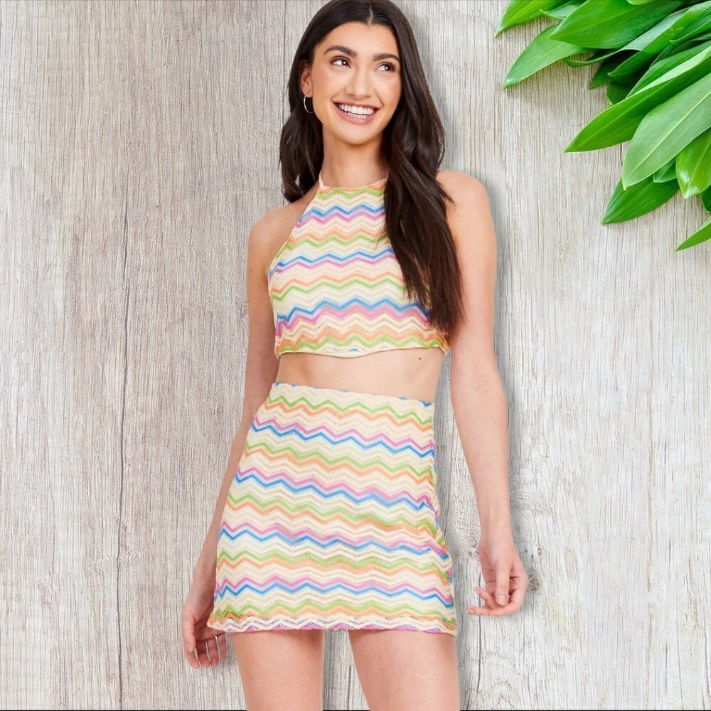 Altar'd State Alena Skirt in Cream Combo Large
